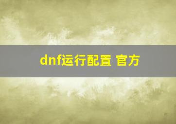 dnf运行配置 官方